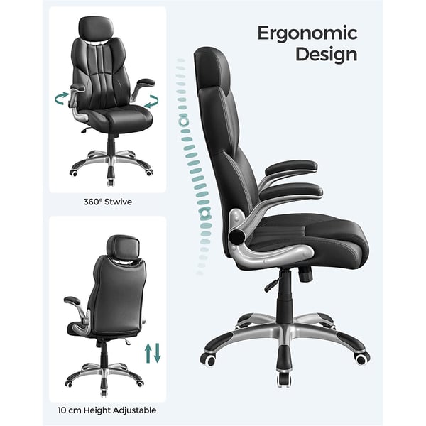 Kontorstol, ergonomisk drejestol, 70x72x119-129 cm, sort