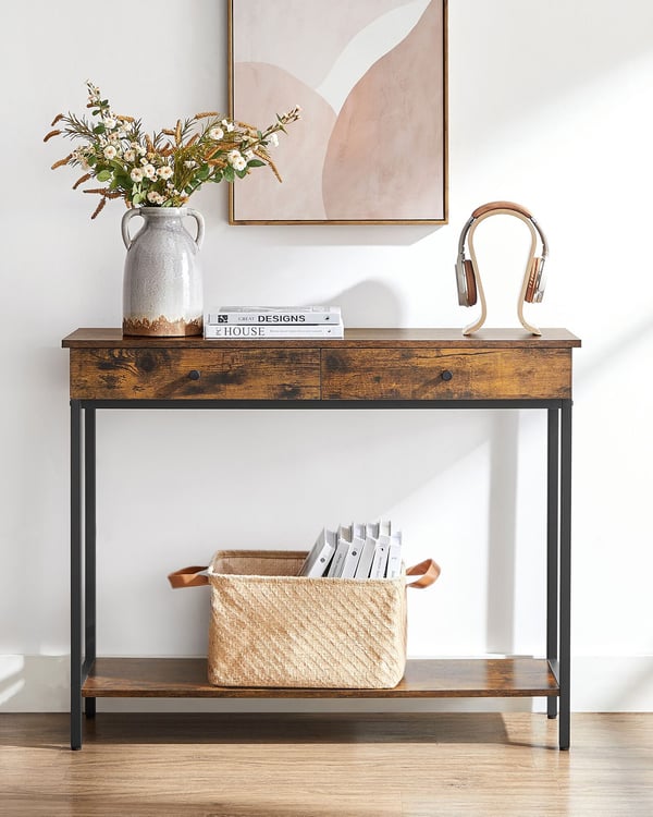 Konsolbord, 100x30x80 cm, Brun Svart
