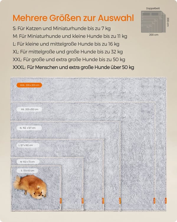Hundfilt, 229x203 cm, Grå