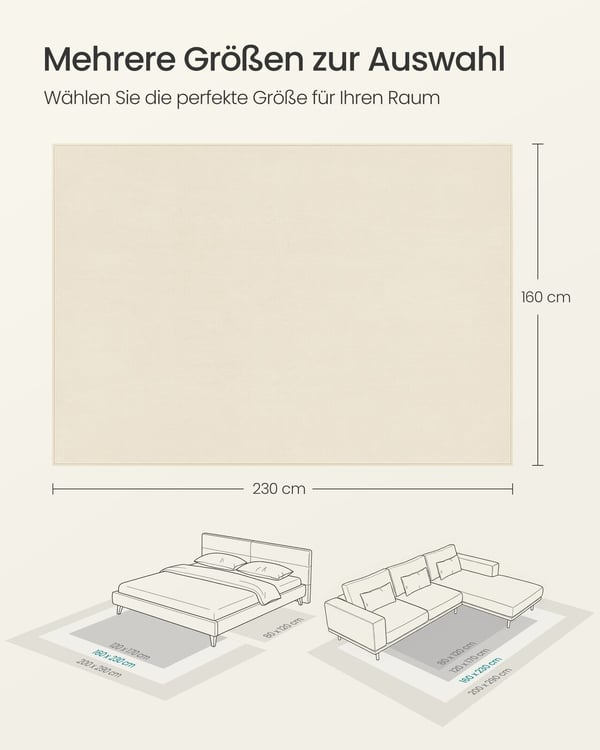 Tæppe, 160 x 230 cm, Beige