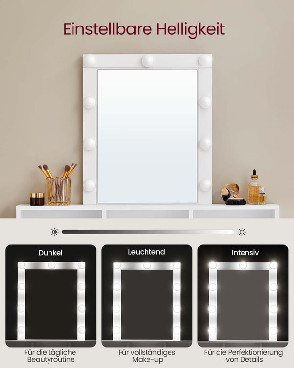 Sminkbord, 40x100x145 cm, Vit