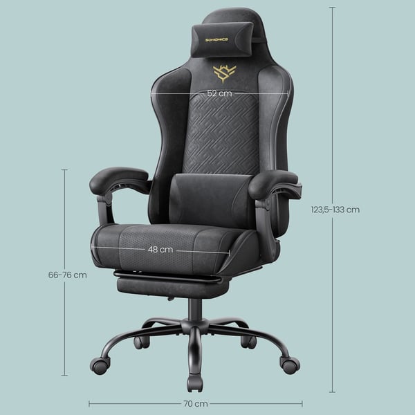 Gamingstol, 70x70x123,5 cm, Sort