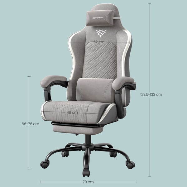 Gamingstol, 70x70x123,5 cm, Grå