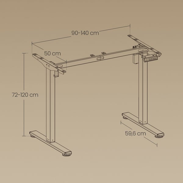 Skrivebordsstel, Højdejusterbar Elektrisk, 59,7x90,1x72,1 cm, Sort