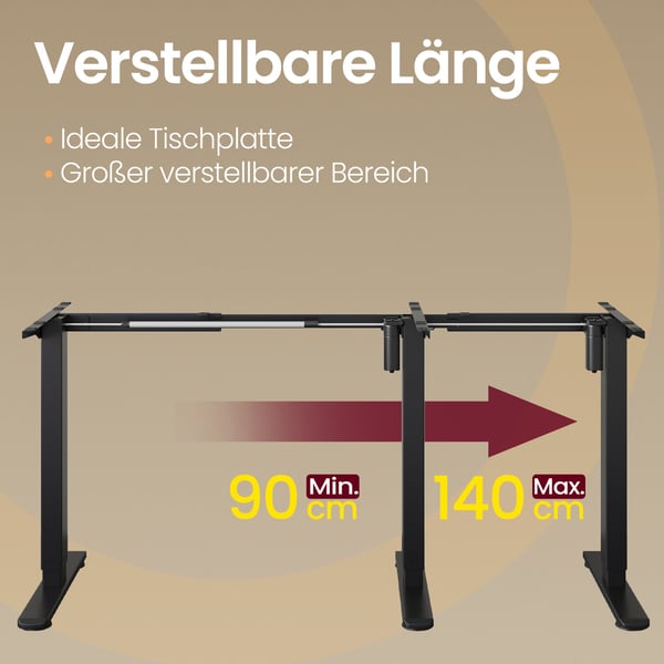 Skrivebordsstel, Højdejusterbar Elektrisk, 59,7x90,1x72,1 cm, Sort