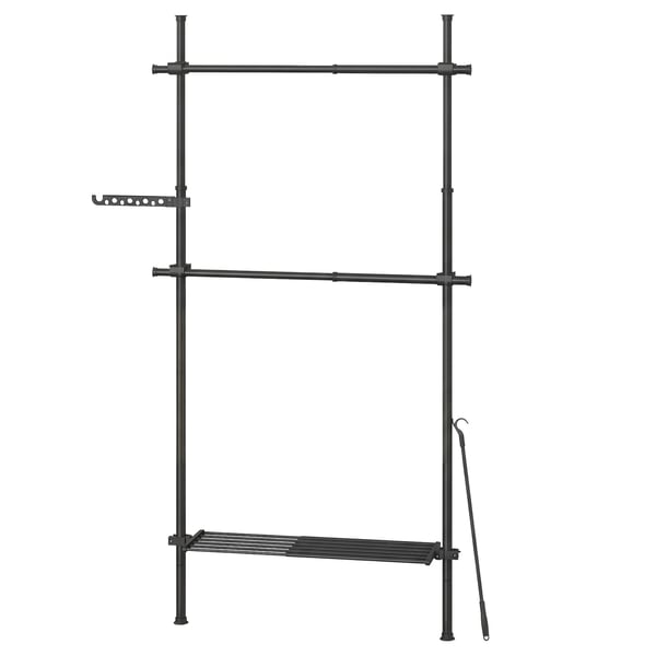 Tøjstativ, 33.5x84-123x220-300 cm, Sort
