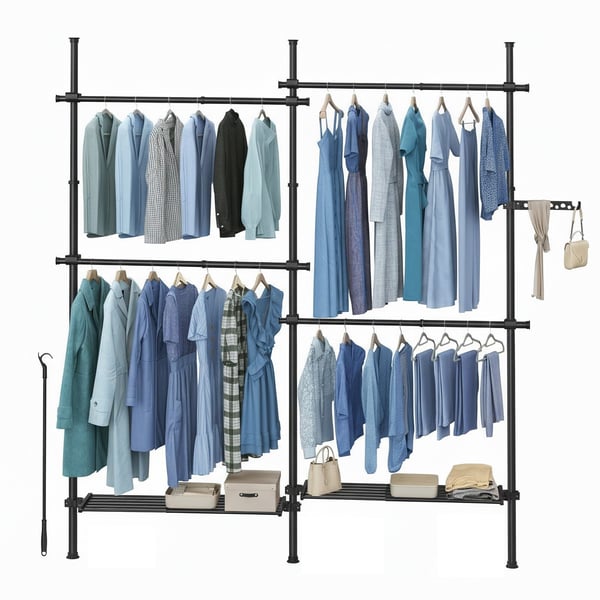 Klesstativ, 33.5x162x220 cm, Svart