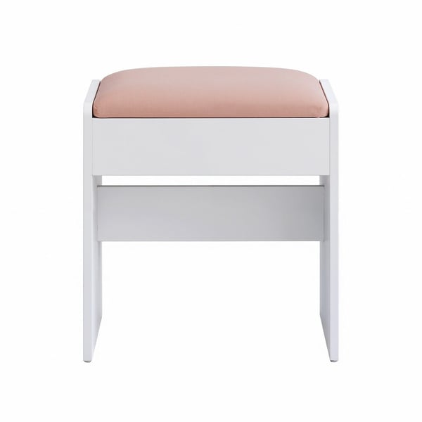 Skammel, 28.6x45x49.5 cm, Hvid-Rosa