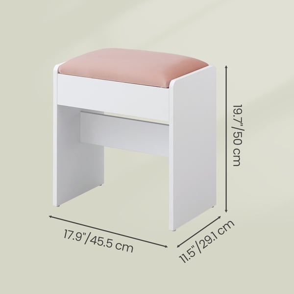 Skammel, 28.6x45x49.5 cm, Hvid-Rosa