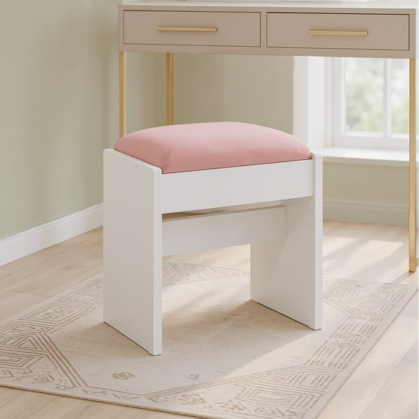 Skammel, 28.6x45x49.5 cm, Hvid-Rosa