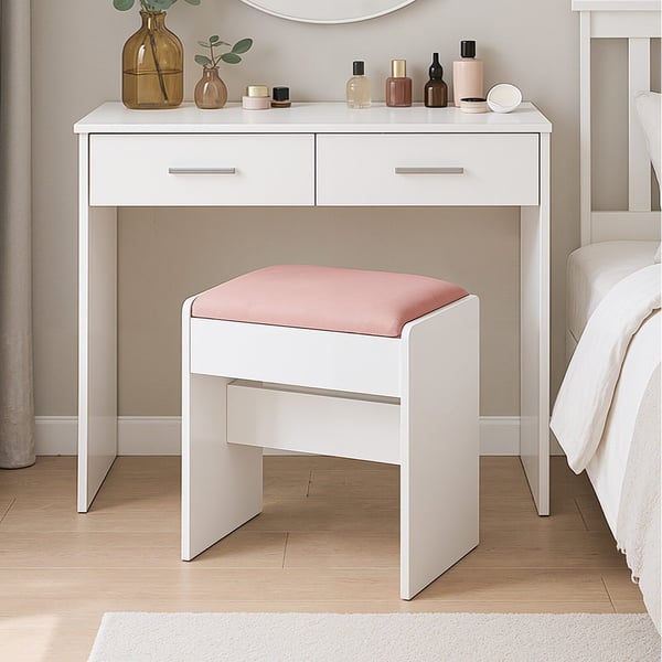 Skammel, 28.6x45x49.5 cm, Hvid-Rosa
