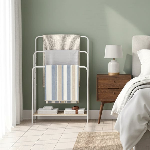 Handdukshylla, 70x30x101 cm, Vit-Beige