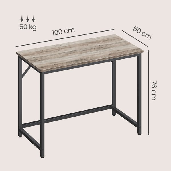 Skrivebord, 100x50x75,5 cm, Greige-Svart
