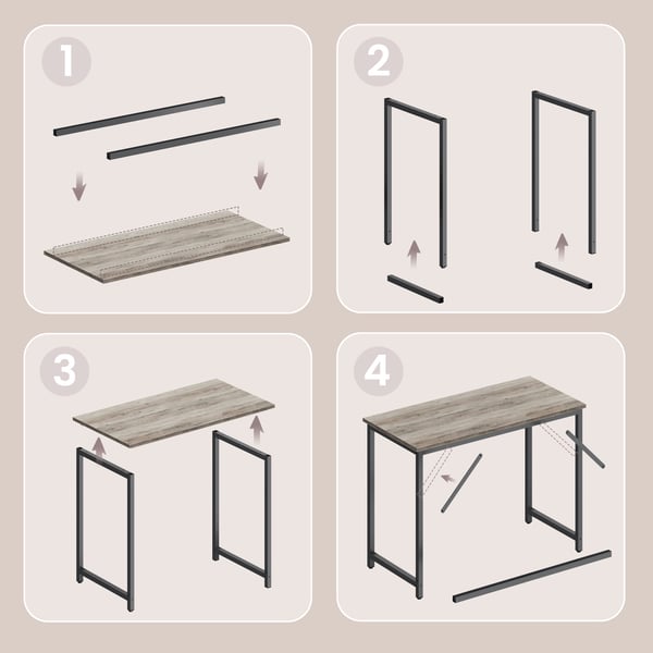 Skrivebord, 100x50x75,5 cm, Greige-Svart