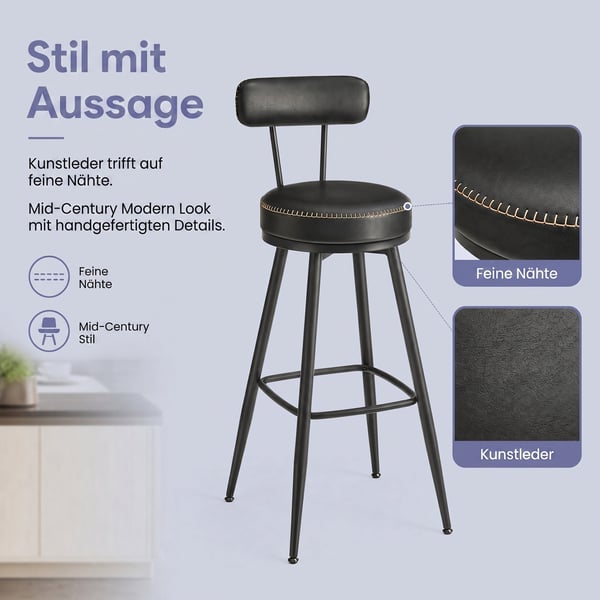 Barstolset, 56x56x101,5 cm, Svart
