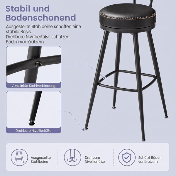Barstolset, 56x56x101,5 cm, Svart