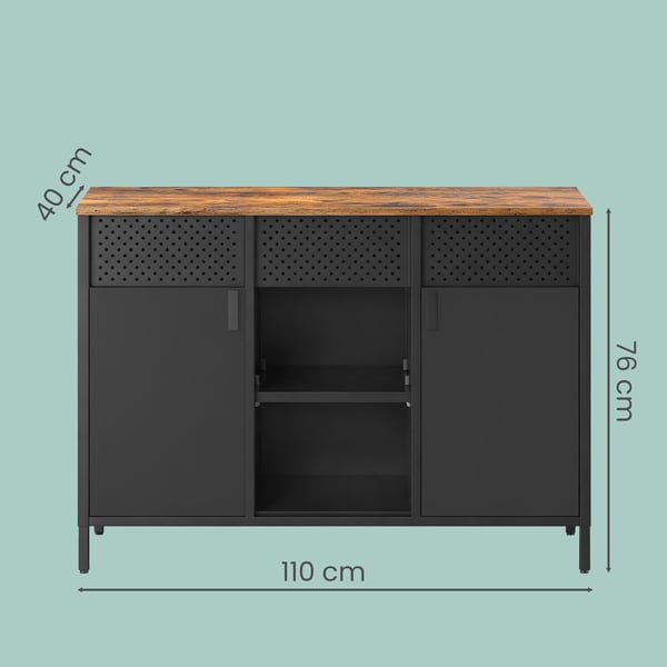 Opbevaringsskab, 40x110x76 cm, Brun-Sort