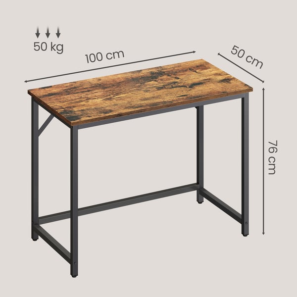 Skrivebord, 100x50x75 cm, Sort