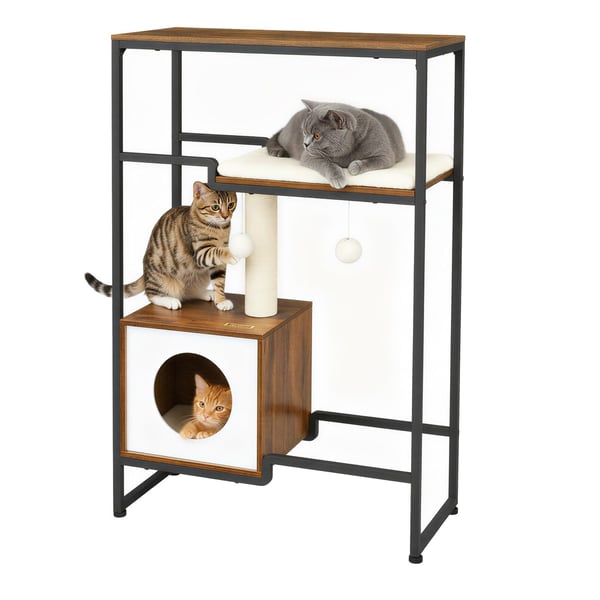 Kattställning, 74x34x114 cm, Brun