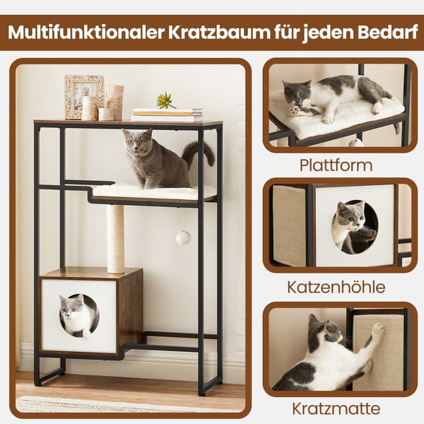 Kattetårn, 74x34x114 cm, Brun