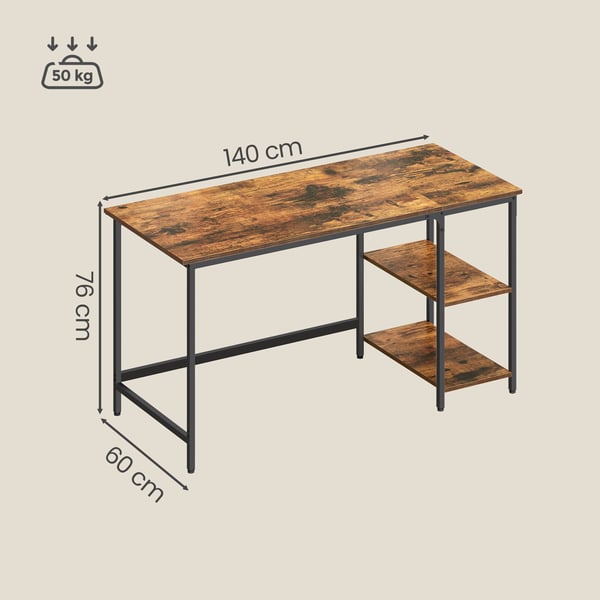 Skrivebord, 140,5x60,5x76,3 cm, Brun