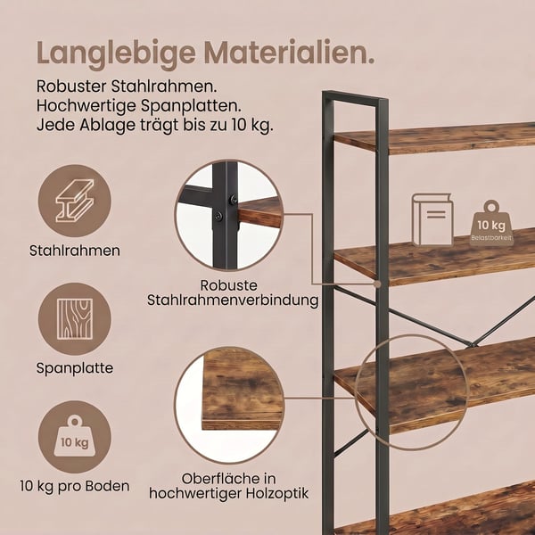 Bokhylle, 30x66x153 cm, Brun-Svart