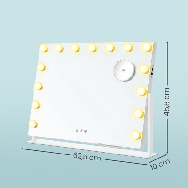 Makeupspejl, 10x62,5x45,8 cm, Hvid