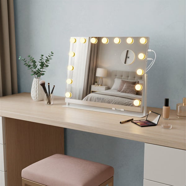 Makeupspejl, 10x62,5x45,8 cm, Hvid