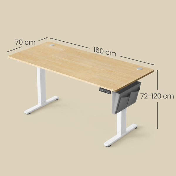 Høydejusterbart skrivebord, 60x120x72-120 cm, Eik
