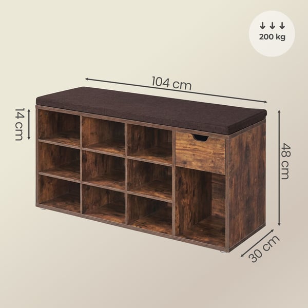 Skobenk, 30,5x104x48 cm, Brun
