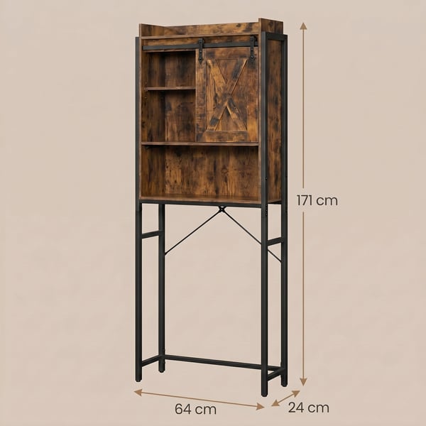 Toalett Hylla, 64x24x171 cm, Brun-Svart