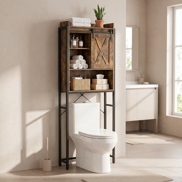 Toalett Hylla, 64x24x171 cm, Brun-Svart