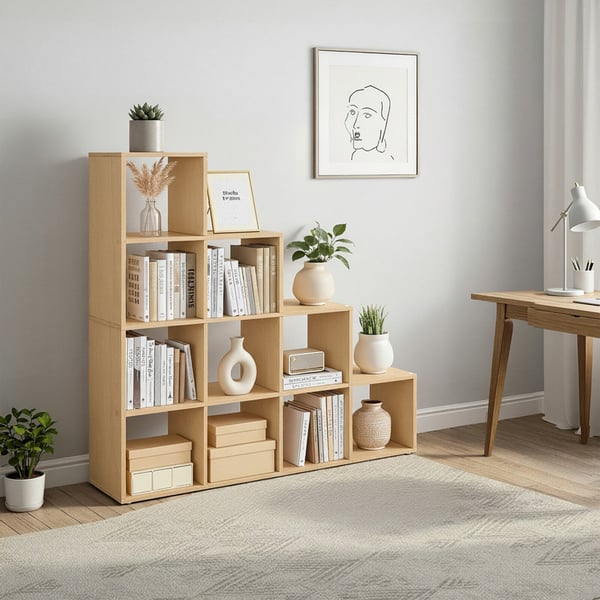 Bokhylle, 29x129,5x129,5 cm, Beige