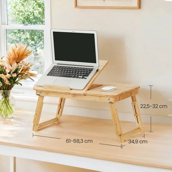 Laptopbord, Justerbar höjd, 55x21-29x35 cm, Natur