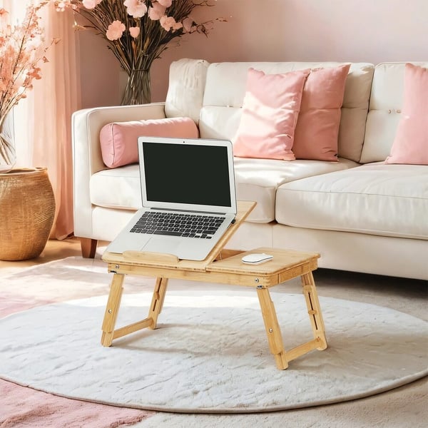 Laptopbord, Justerbar höjd, 55x21-29x35 cm, Natur