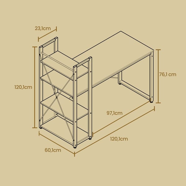 Skrivebord, 56,1x120,1x120,1 cm, Brun