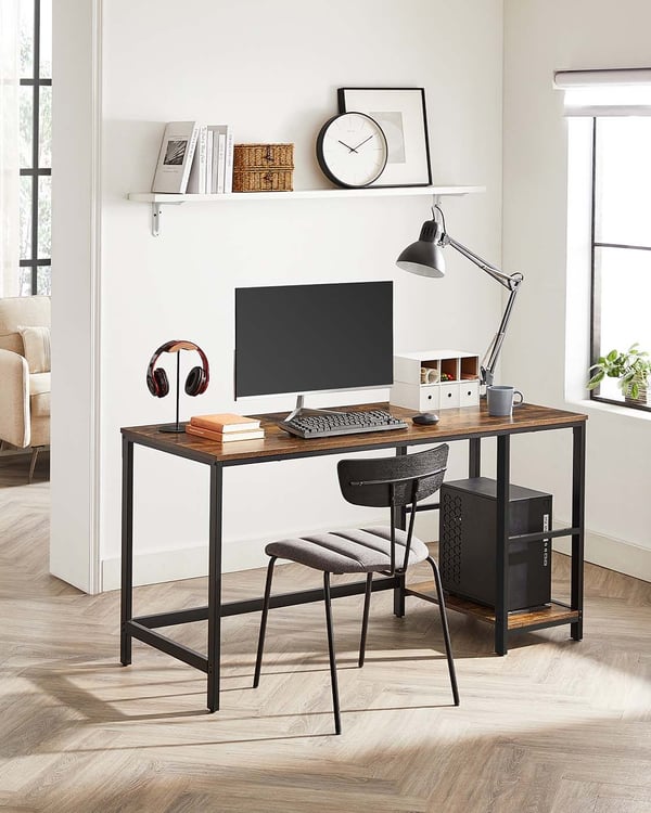 Datamaskinbord, 140x60x75 cm, Brun Svart