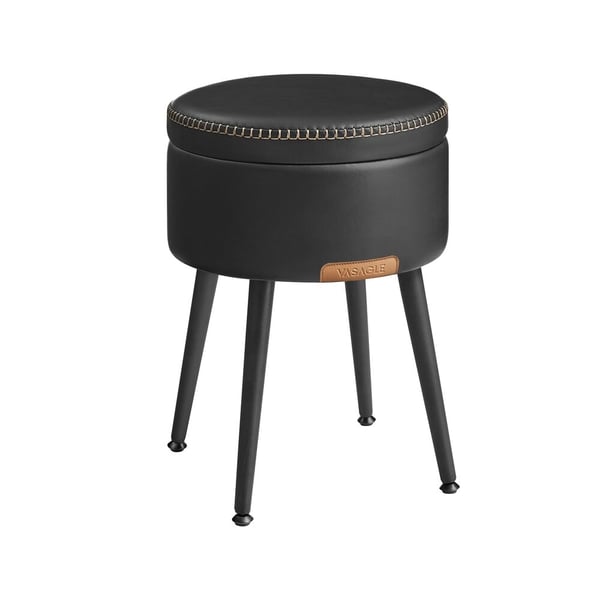 Rund krakk puff, 38,2x44,4 cm, svart