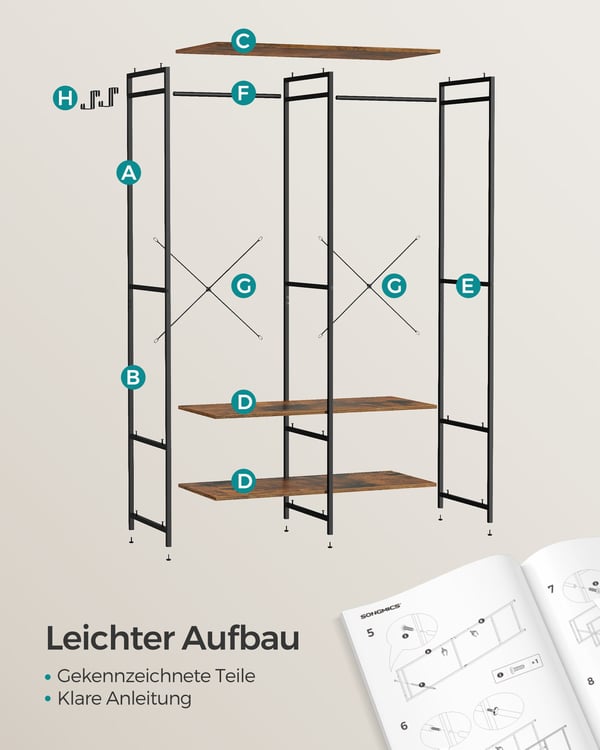 Garderobe, 40x94,5x180 cm, Brun