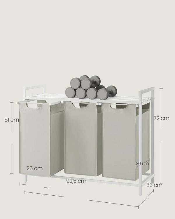 Tvättkorg, 92,5x33x72 cm, Vit