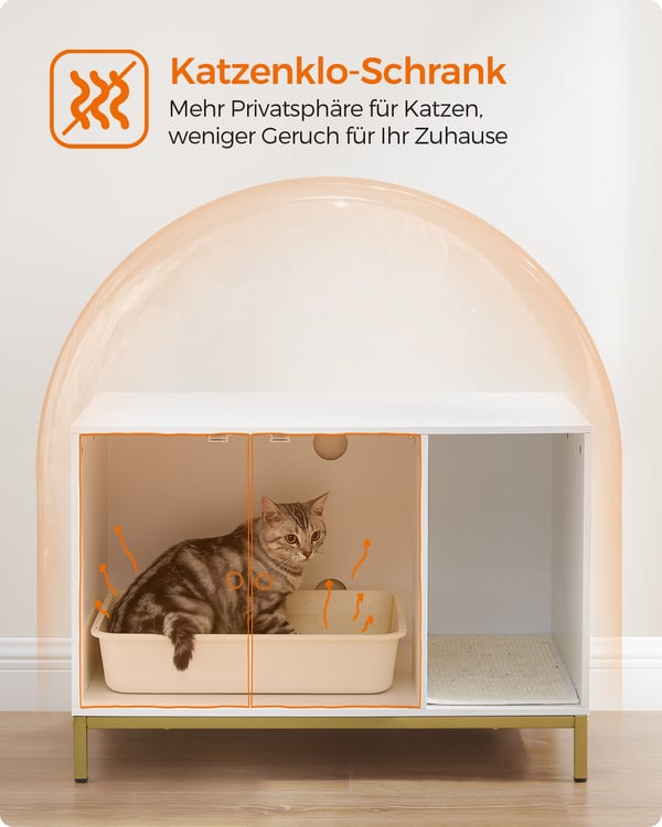 Kattlåda med inkapsling, 80x50x55 cm, Vit