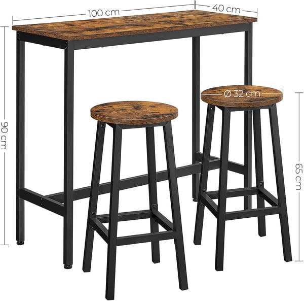 Barbordssæt, 100x40x90 cm, Brun Barbordssæt, 100x40x90 cm, Brun