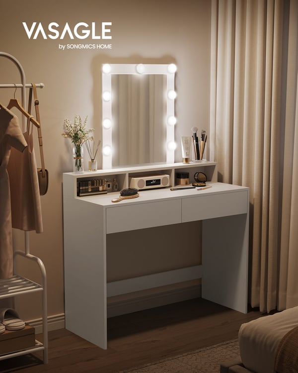 Toiletbord, 100x40x145 cm, Hvid