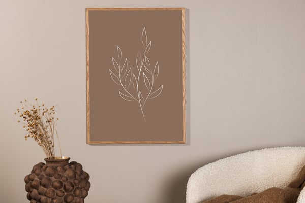 Juliste, Piirretty Lehti, 70x100 cm, Ruskea Juliste, Piirretty Lehti, 70x100 cm, Ruskea