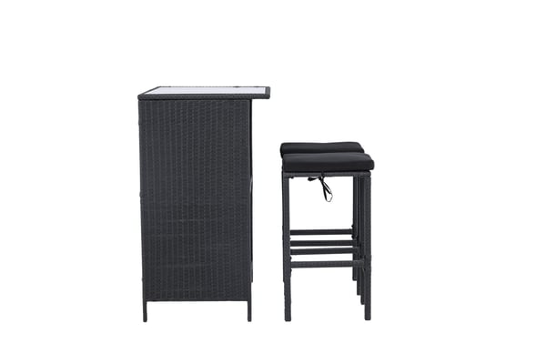 Baari setti, Knock, Tuoli: 40x40x70 cm Pöytä: 100x60x105 cm, Musta