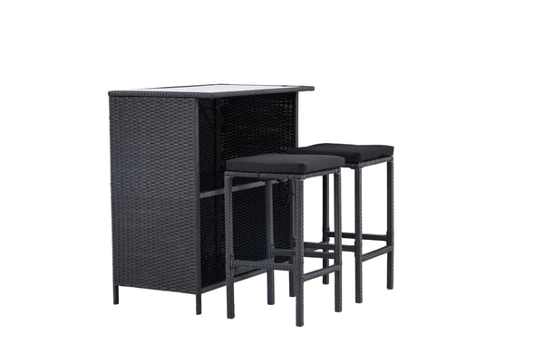 Baari setti, Knock, Tuoli: 40x40x70 cm Pöytä: 100x60x105 cm, Musta
