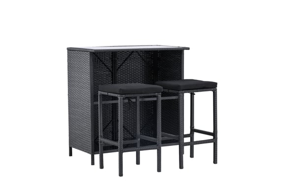 Baari setti, Knock, Tuoli: 40x40x70 cm Pöytä: 100x60x105 cm, Musta