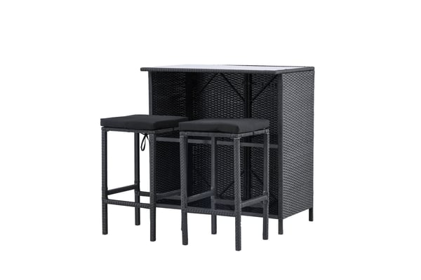 Baari setti, Knock, Tuoli: 40x40x70 cm Pöytä: 100x60x105 cm, Musta