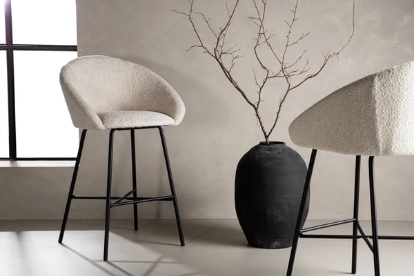 Baari tuoli, Velvet Teddy 2-pack, 54x59x96 cm, Valkoinen