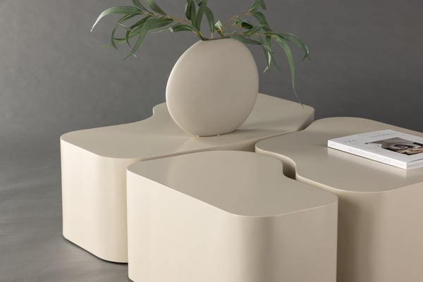 Sohvapöytä, Nordland, Pöytä 1: 95x70 cm, Pöytä 2: 74x60 cm, Pöytä 3: 40x40 cm, Beige